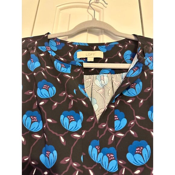 Loft Womens Floral Print Long‎ Sleeve Dress With Belt M - Picture 3 of 5